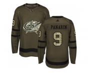 Men Adidas Columbus Blue Jackets #9 Artemi Panarin Green Salute to Service Stitched NHL Jersey