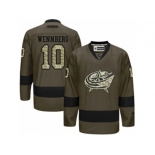 Men Reebok Columbus Blue Jackets #10 Alexander Wennberg Authentic Green Salute to Service NHL Jersey