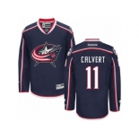 Men Reebok Columbus Blue Jackets #11 Matt Calvert Authentic Navy Blue Home NHL Jersey