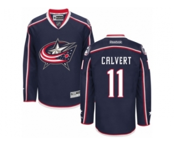 Men Reebok Columbus Blue Jackets #11 Matt Calvert Authentic Navy Blue Home NHL Jersey