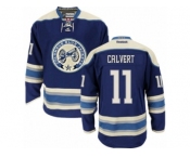 Men Reebok Columbus Blue Jackets #11 Matt Calvert Authentic Navy Blue Third NHL Jersey