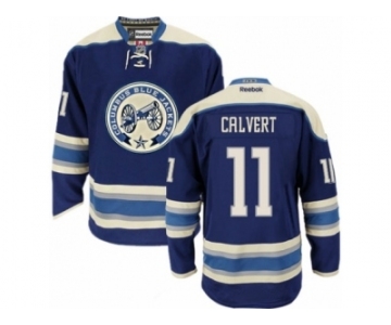 Men Reebok Columbus Blue Jackets #11 Matt Calvert Authentic Navy Blue Third NHL Jersey