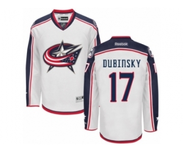 Men Reebok Columbus Blue Jackets #17 Brandon Dubinsky Authentic White Away NHL Jersey