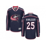 Men Reebok Columbus Blue Jackets #25 William Karlsson Authentic Navy Blue Home NHL Jersey