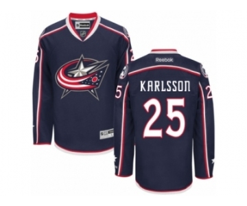 Men Reebok Columbus Blue Jackets #25 William Karlsson Authentic Navy Blue Home NHL Jersey