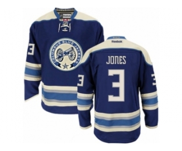 Men Reebok Columbus Blue Jackets #3 Seth Jones Authentic Navy Blue Third NHL Jersey