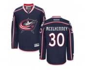 Men Reebok Columbus Blue Jackets #30 Curtis McElhinney Authentic Navy Blue Home NHL Jersey