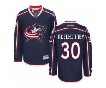 Men Reebok Columbus Blue Jackets #30 Curtis McElhinney Authentic Navy Blue Home NHL Jersey