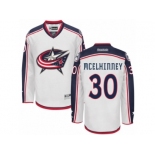 Men Reebok Columbus Blue Jackets #30 Curtis McElhinney Authentic White Away NHL Jersey