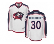 Men Reebok Columbus Blue Jackets #30 Curtis McElhinney Authentic White Away NHL Jersey