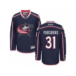 Men Reebok Columbus Blue Jackets #31 Anton Forsberg Authentic Navy Blue Home NHL Jersey