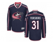 Men Reebok Columbus Blue Jackets #31 Anton Forsberg Authentic Navy Blue Home NHL Jersey