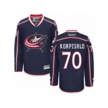 Men Reebok Columbus Blue Jackets #70 Joonas Korpisalo Authentic Navy Blue Home NHL Jersey