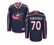 Men Reebok Columbus Blue Jackets #70 Joonas Korpisalo Authentic Navy Blue Home NHL Jersey