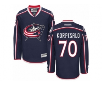 Men Reebok Columbus Blue Jackets #70 Joonas Korpisalo Authentic Navy Blue Home NHL Jersey