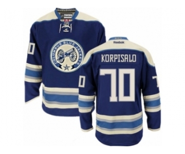 Men Reebok Columbus Blue Jackets #70 Joonas Korpisalo Authentic Navy Blue Third NHL Jersey