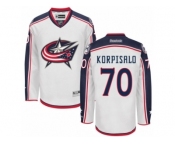 Men Reebok Columbus Blue Jackets #70 Joonas Korpisalo Authentic White Away NHL Jersey