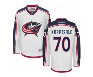 Men Reebok Columbus Blue Jackets #70 Joonas Korpisalo Authentic White Away NHL Jersey