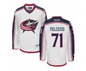 Men Reebok Columbus Blue Jackets #71 Nick Foligno Authentic White Away NHL Jersey