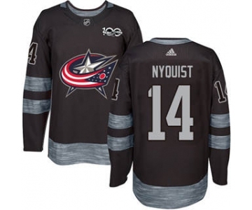 Men's Blue Jackets #14 Gustav Nyquist Black 1917-2017 100th Anniversary Stitched Hockey Jersey