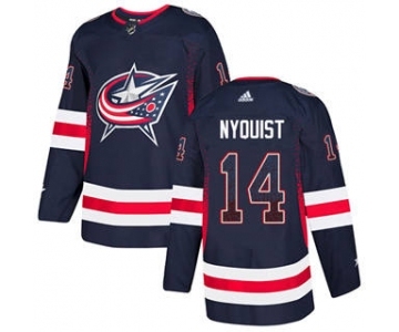 Men's Blue Jackets #14 Gustav Nyquist Navy Blue Home Authentic Drift Fashion Stitched Hockey Jersey