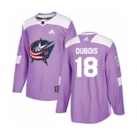 Men's Columbus Blue Jackets #18 Pierre-Luc Dubois Purple Fights Cancer Stitched Hockey Jersey