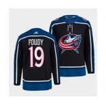 Men's Columbus Blue Jackets #19 Liam Foudy Navy 2022 Reverse Retro Stitched Jersey