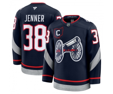 Men's Columbus Blue Jackets #38 Boone Jenner Navy 2024-25 With C Patch Stitched Hockey Jersey