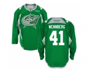 Men's Columbus Blue Jackets #41 Alexander Wennberg St. Patrick's Day Practice NHL Jersey