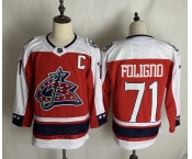 Men's Columbus Blue Jackets #71 Nick Foligno Authentic Red White 2021 New Hockey Jersey