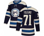 Men's Columbus Blue Jackets #71 Nick Foligno Navy Alternate Stitched Hockey Jersey