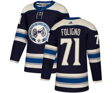 Men's Columbus Blue Jackets #71 Nick Foligno Navy Alternate Stitched Hockey Jersey