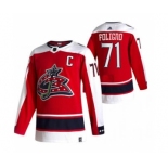 Men's Columbus Blue Jackets #71 Nick Foligno Red 2020-21 Reverse Retro Alternate Hockey Jersey