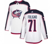 Men's Columbus Blue Jackets #71 Nick Foligno White Road Stitched Hockey Jersey