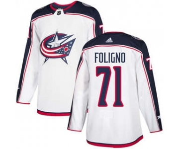 Men's Columbus Blue Jackets #71 Nick Foligno White Road Stitched Hockey Jersey