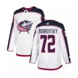 Men's Columbus Blue Jackets #72 Sergei Bobrovsky White Road Stitched Hockey Jersey