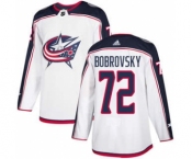 Men's Columbus Blue Jackets #72 Sergei Bobrovsky White Road Stitched Hockey Jersey