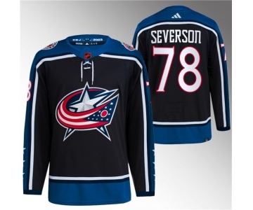 Men's Columbus Blue Jackets #78 Damon Severson Black 2022-23 Reverse Retro Stitched Jersey