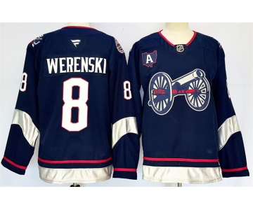 Men's Columbus Blue Jackets #8 Zach Werenski Navy 2024-25 With A Patch Stitched Hockey Jersey