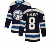 Men's Columbus Blue Jackets #8 Zach Werenski Navy Alternate Stitched Hockey Jersey