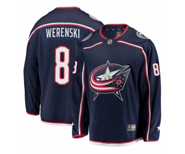 Men's Columbus Blue Jackets #8 Zach Werenski Navy Stitched Hockey Jersey