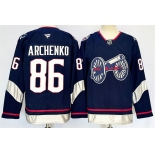 Men's Columbus Blue Jackets #86 Kirill Marchenko Navy 2024-25 With C Patch Stitched Hockey Jersey