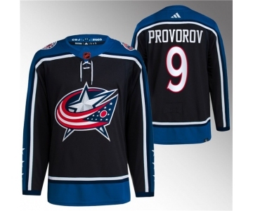 Men's Columbus Blue Jackets #9 Ivan Provorov Black 2022-23 Reverse Retro Stitched Jersey