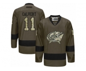 Men's Reebok Columbus Blue Jackets #11 Matt Calvert Authentic Green Salute to Service NHL Jersey