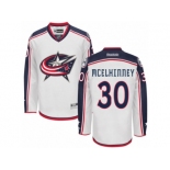 Men's Reebok Columbus Blue Jackets #30 Curtis McElhinney Authentic White Away NHL Jersey