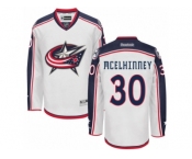 Men's Reebok Columbus Blue Jackets #30 Curtis McElhinney Authentic White Away NHL Jersey