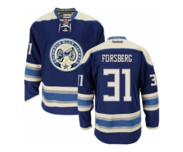 Men's Reebok Columbus Blue Jackets #31 Anton Forsberg Authentic Navy Blue Third NHL Jersey