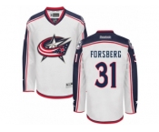 Men's Reebok Columbus Blue Jackets #31 Anton Forsberg Authentic White Away NHL Jersey