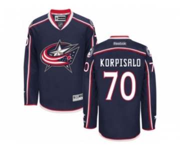 Men's Reebok Columbus Blue Jackets #70 Joonas Korpisalo Authentic Navy Blue Home NHL Jersey