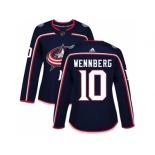 Women Adidas Columbus Blue Jackets #10 Alexander Wennberg Navy Blue Home Authentic Stitched NHL Jersey